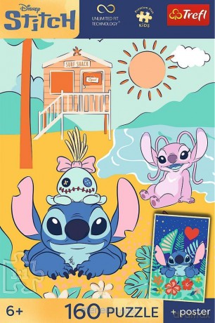 TREFL 160 el. Stitch na fali + plakat [PUZZLE]