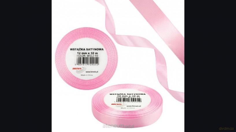 Wstążka satynowa 12mm/32m baby pink