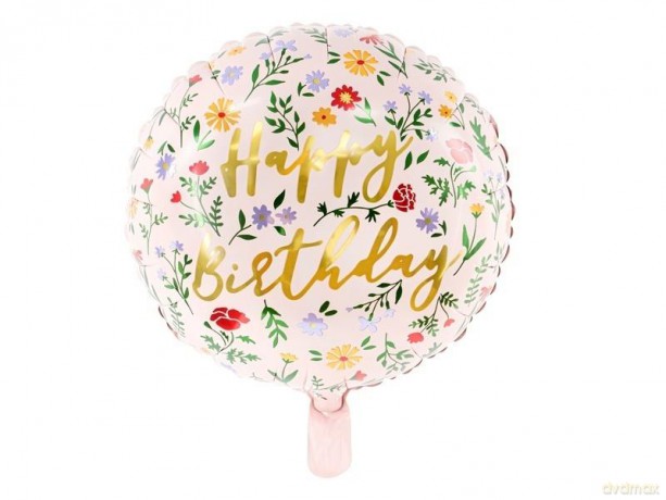 Balon foliowy Happy Birthday jasny różowy 45cm