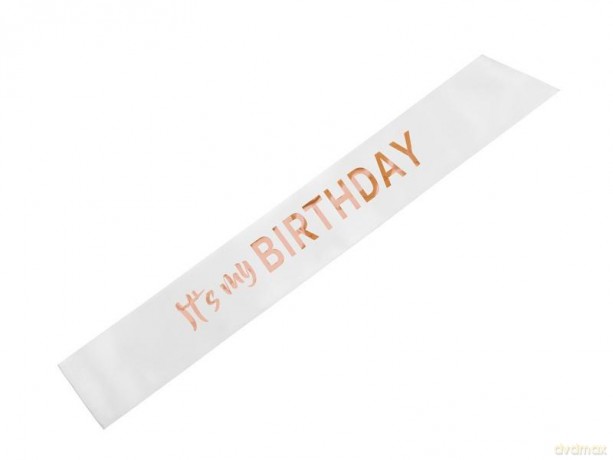Szarfa Its my birthday biały 79x9,4