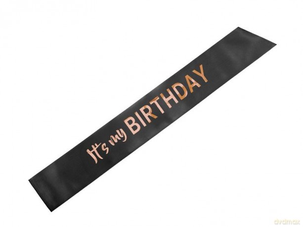 Szarfa Its my birthday czarny 79x9,4