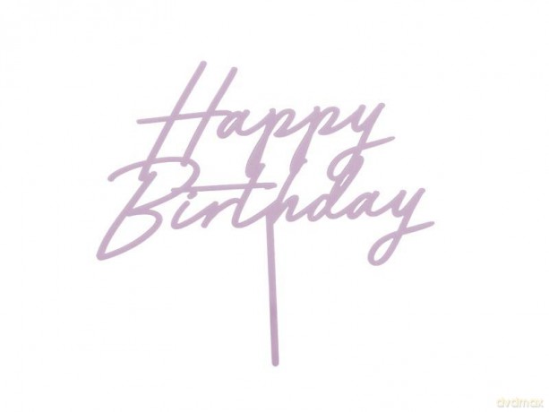 Topper na tort Happy Birthday fioletowy 16,5cm