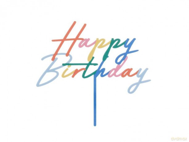Topper na tort Happy Birthday tęczowy 18x16,5cm