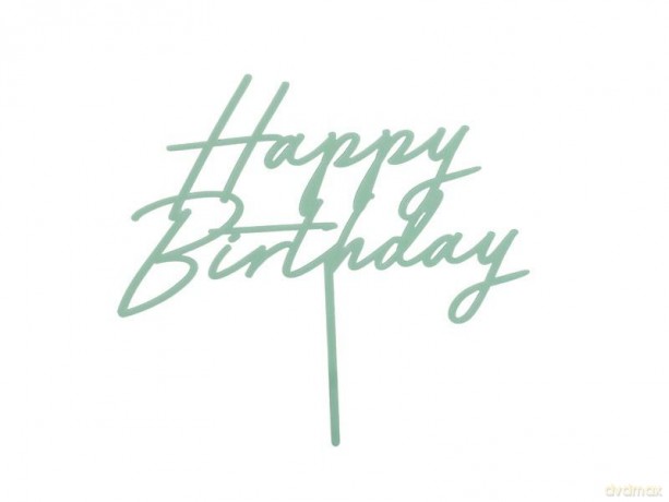 Topper na tort Happy Birthday zielony 16,5cm