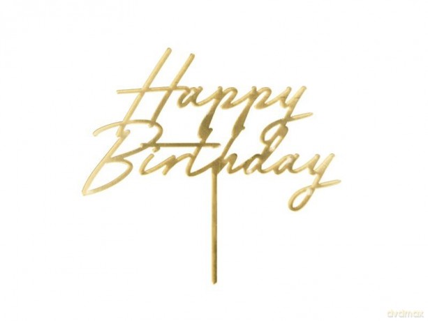 Topper na tort Happy Birthday złoty 18x16,5cm