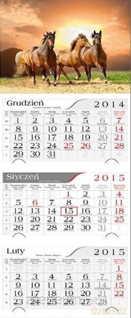 Kalendarz 2015 Trójdzielny Konie w galopie GM724 [KALENDARZ]
