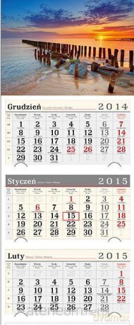 Kalendarz 2015 Trójdzielny Wschód nad Bałtykiem [KALENDARZ]