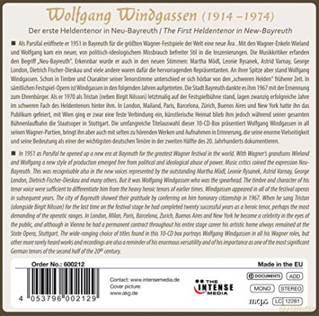 Wolfgang Windgassen: The First Heldentenor In New-Bayreuth (BOX) [10CD]
