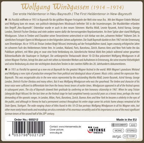 Wolfgang Windgassen: The First Heldentenor In New-Bayreuth (BOX) [10CD]