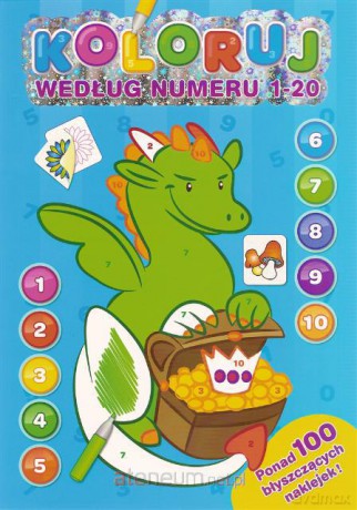 Koloruj wg numeru 1-20 - smok - niebieska [KSIĄŻKA]