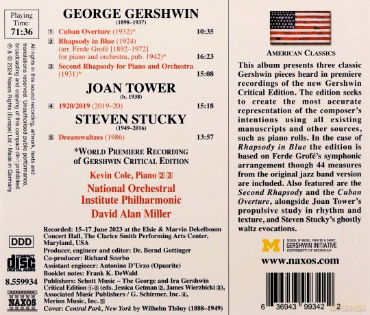 Gershwin - Rhapsody In Blue-Cole: Gershwin - Rhapsody In Blue-Cole/Noi Phil/Miller [CD]
