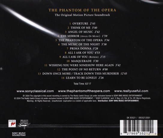 The Phantom of the Opera soundtrack (Upiór w Operze) (Andrew Lloyd-Webber) [CD]