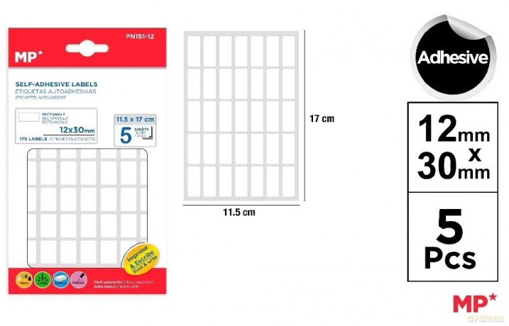 Etykiety samoprzylepne 12x30mm 5ark