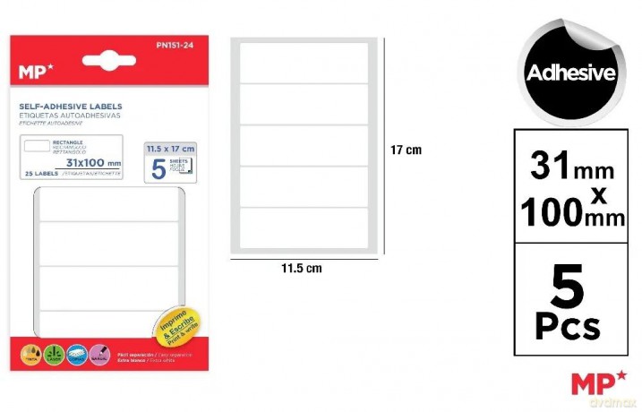 Etykiety samoprzylepne 31x100mm 5ark