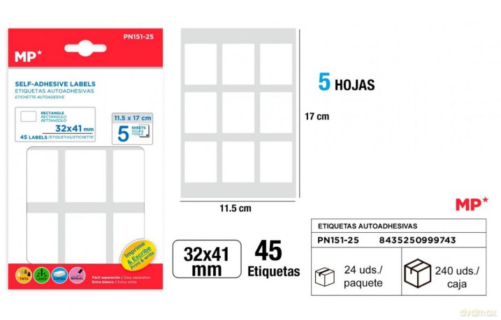Etykiety samoprzylepne 32x41mm 5ark
