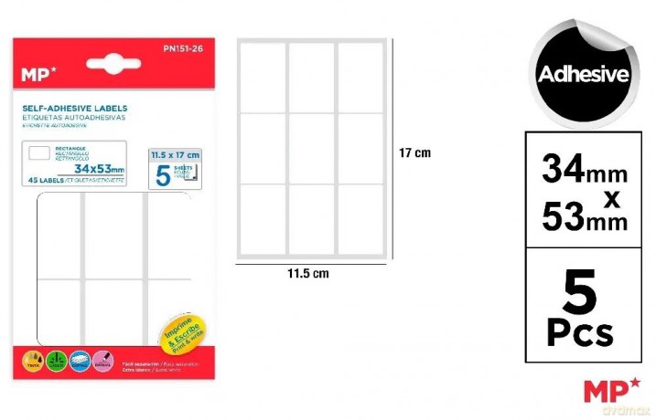 Etykiety samoprzylepne 34x53mm 5ark