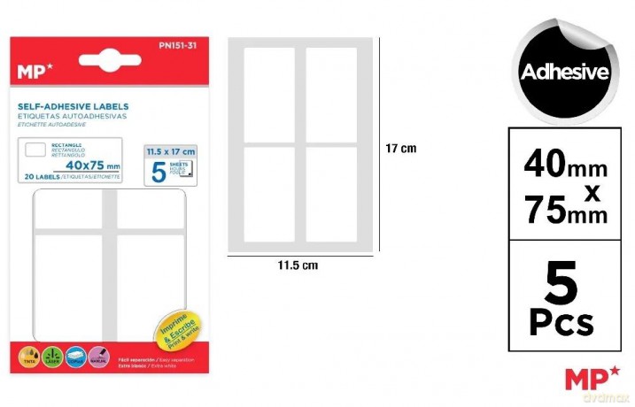 Etykiety samoprzylepne 40x75mm 5ark