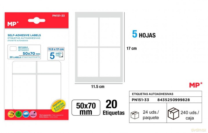 Etykiety samoprzylepne 50x70mm 5ark