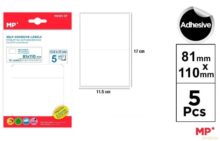 Etykiety samoprzylepne 53x82mm 5ark