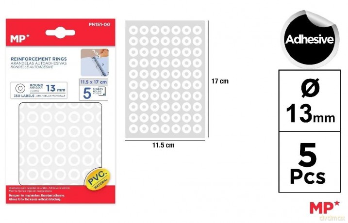 Etykiety samoprzylepne pierścienie 13mm 5ark