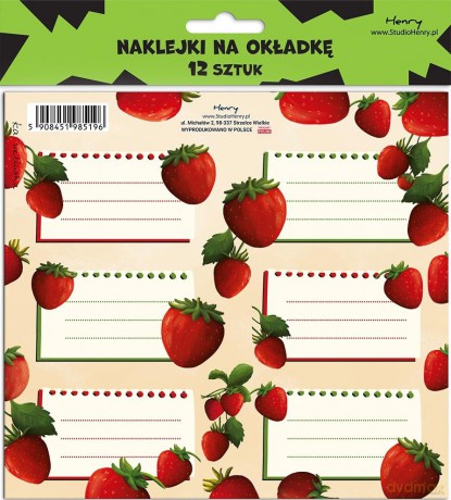 Naklejki na okładkę - Truskawka (12szt)
