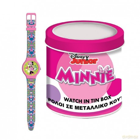 Zegarek analogowy w puszcze Minnie