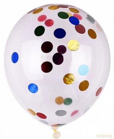 Balon z konfetti 25cm 6 szt mix kolorów
