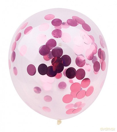 Balon z konfetti różowy 6 szt