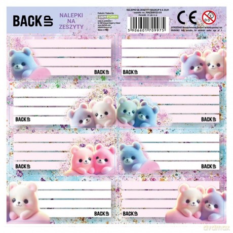 Nalepki na zeszyty Backup 8 a 23 (25szt)