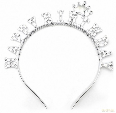 Opaska Happy Birthday srebrna 16,8cm
