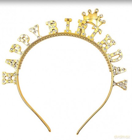 Opaska Happy Birthday złota 16,8cm