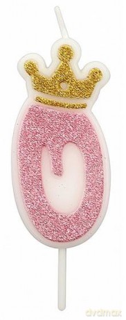 Świeczka 0 różowa 6,8cm