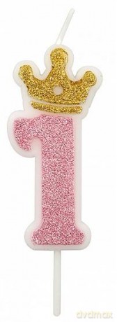 Świeczka 1 różowa 6,8cm