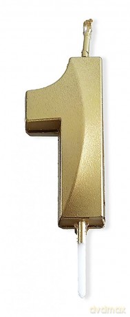 Świeczka 1 złota 4,8cm