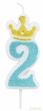 Świeczka 2 niebieska 6,8cm