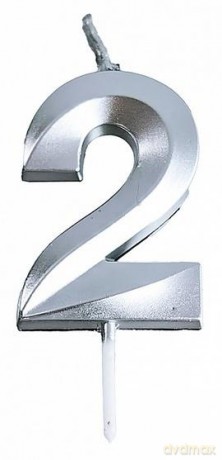 Świeczka 2 srebrna 4,8cm