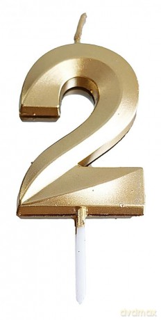 Świeczka 2 złota 4,8cm