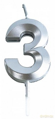 Świeczka 3 srebrna 4,8cm
