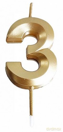 Świeczka 3 złota 4,8cm