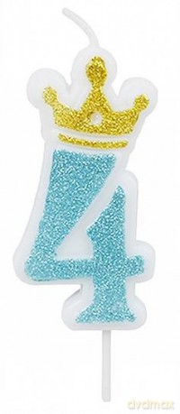 Świeczka 4 niebieska 6,8cm