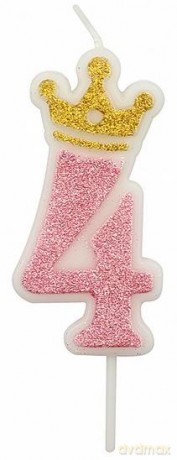 Świeczka 4 różowa 6,8cm