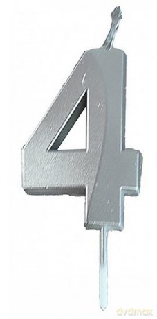 Świeczka 4 srebrna 4,8cm