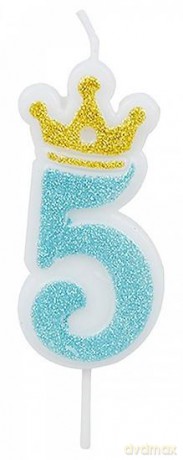 Świeczka 5 niebieska 6,8cm