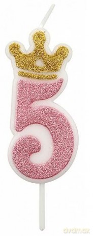 Świeczka 5 różowa 6,8cm