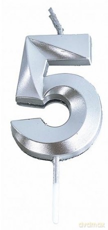 Świeczka 5 srebrna 4,8cm