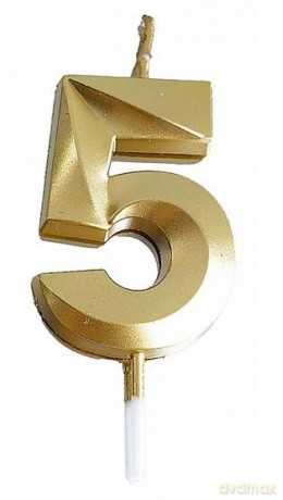 Świeczka 5 złota 4,8cm