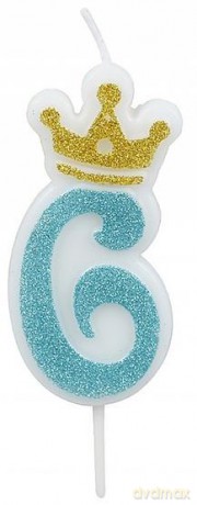 Świeczka 6 niebieska 6,8cm