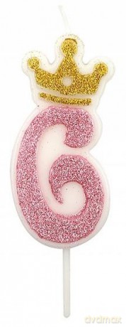 Świeczka 6 różowa 6,8cm