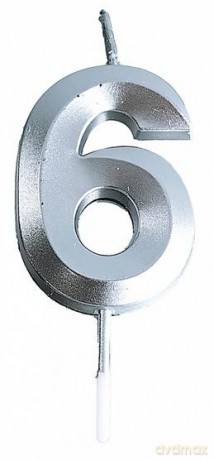 Świeczka 6 srebrna 4,8cm