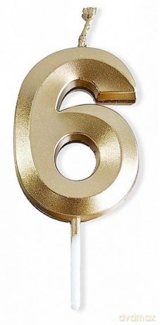 Świeczka 6 złota 4,8cm